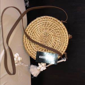Brown Woven Shell Purse